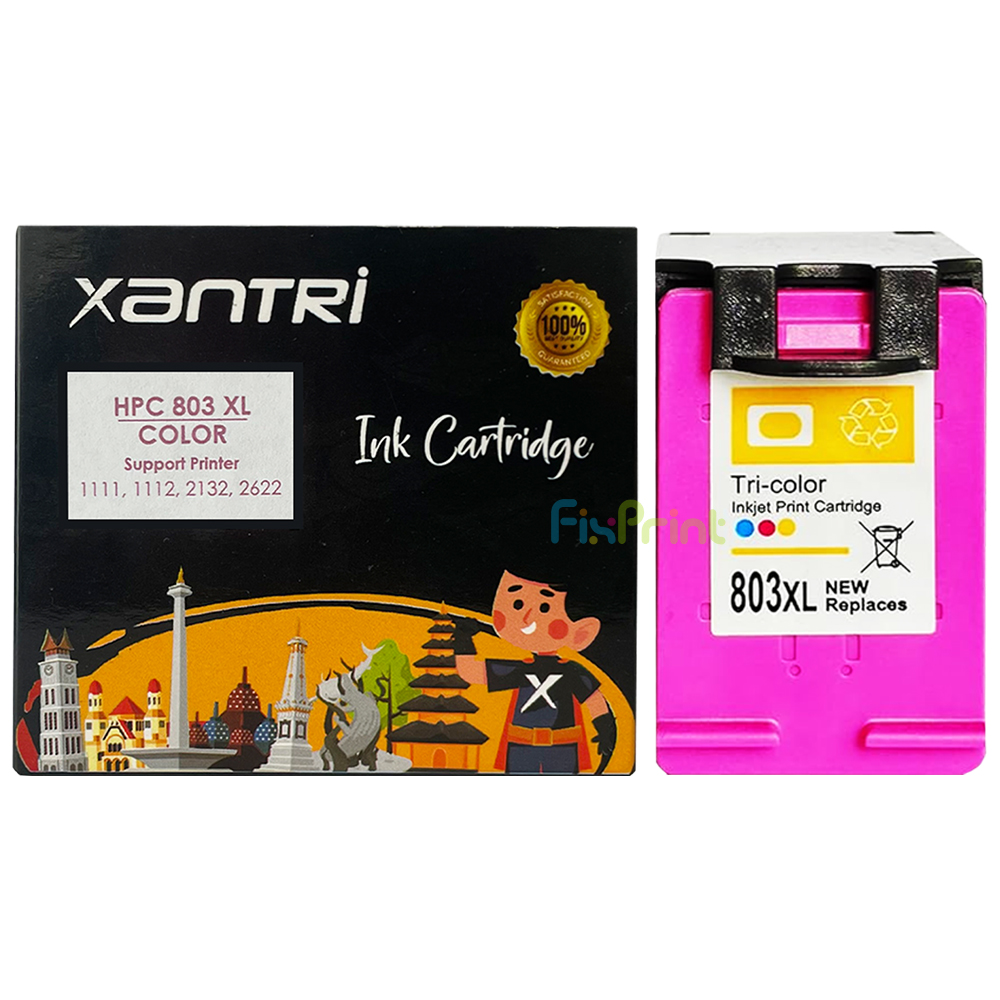 Cartridge Xantri HPC 803XL Color Chip, Tinta Printer HPC DeskJet 1111 1112 2132 2622