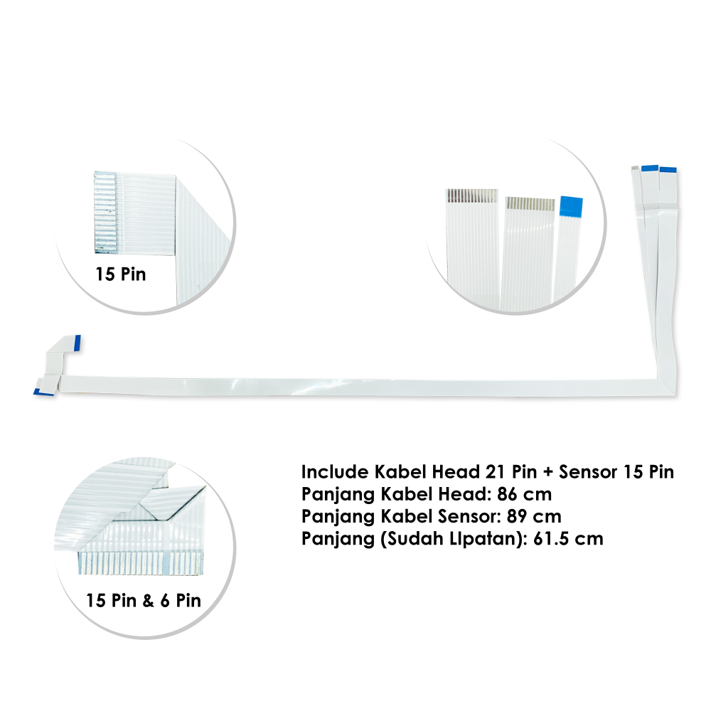 (SET) Kabel Head+Sensor EP L1300 T1100 21 Pin+15 Pin, Cable Flexible L1300 T1100