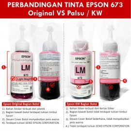 Tinta Refill Epson Original Ori 673 t6736 Light Magenta 70ml, Tinta Refill Printer Epson L800 L805 L810 L850 L1800